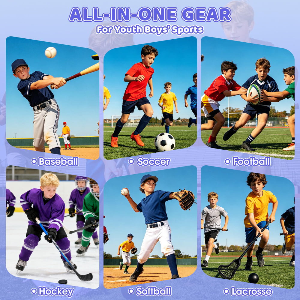 KOOPOW folded shorts beside a glove showing size scale and easy storage benefit for parents