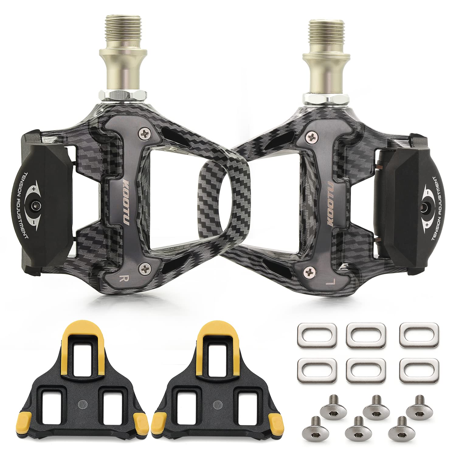 KOOTU front view of pedals showing wide contact area and easy engagement benefit
