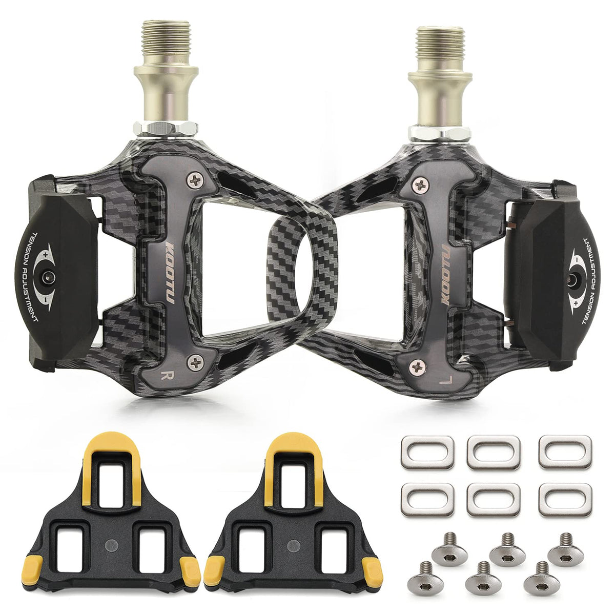KOOTU front view of pedals showing wide contact area and easy engagement benefit