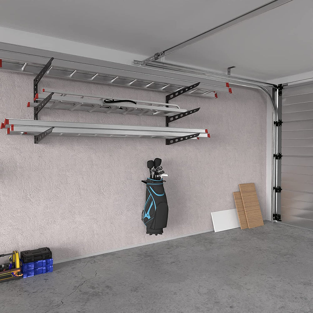 Koova in a tidy garage setting showing space-saving organization benefit