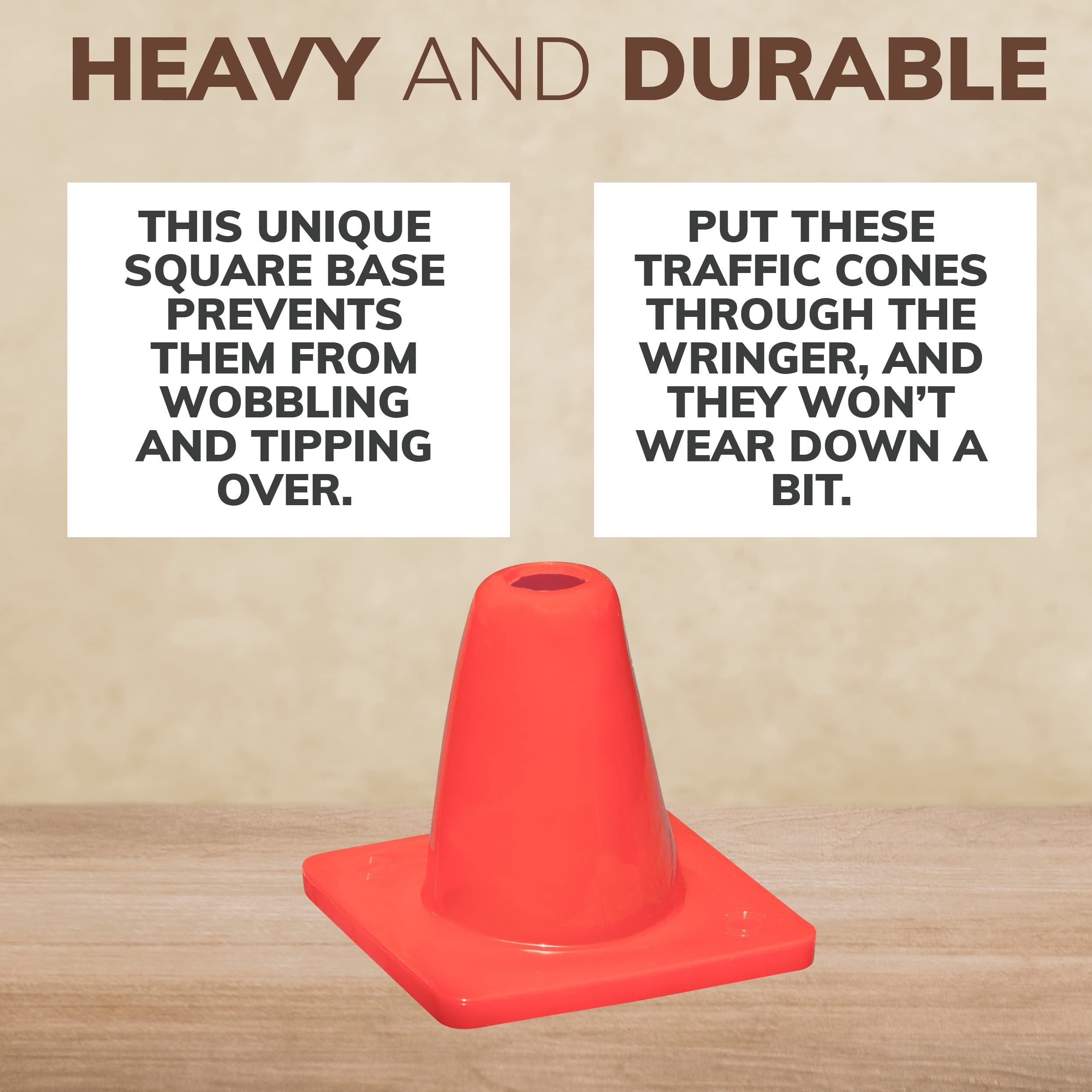 Koozam cone beside a shoe showing 6-inch scale and practical compact size