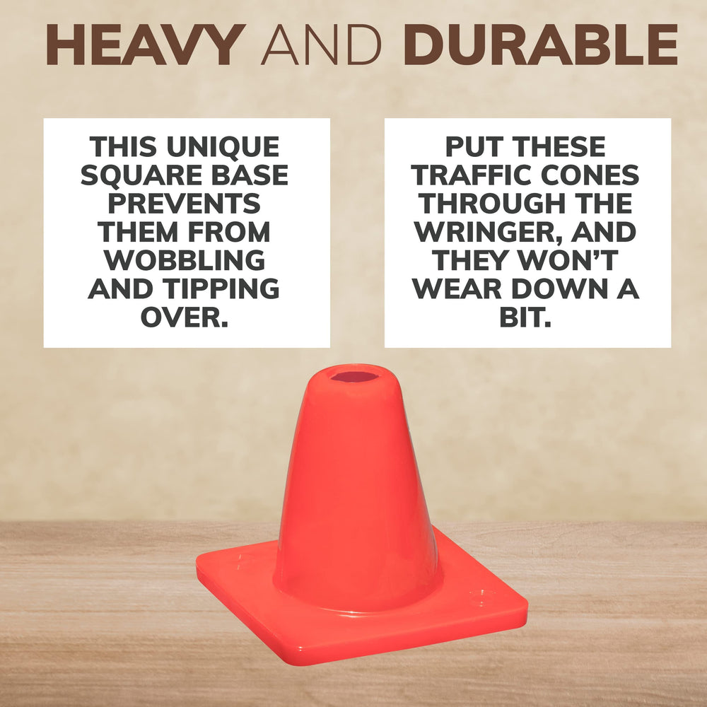Koozam cone beside a shoe showing 6-inch scale and practical compact size