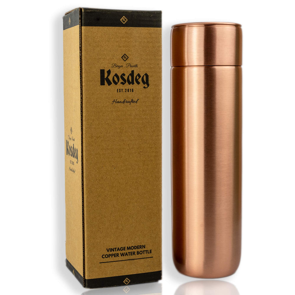 Kosdeg bottle front view showing vintage-modern design and durable construction