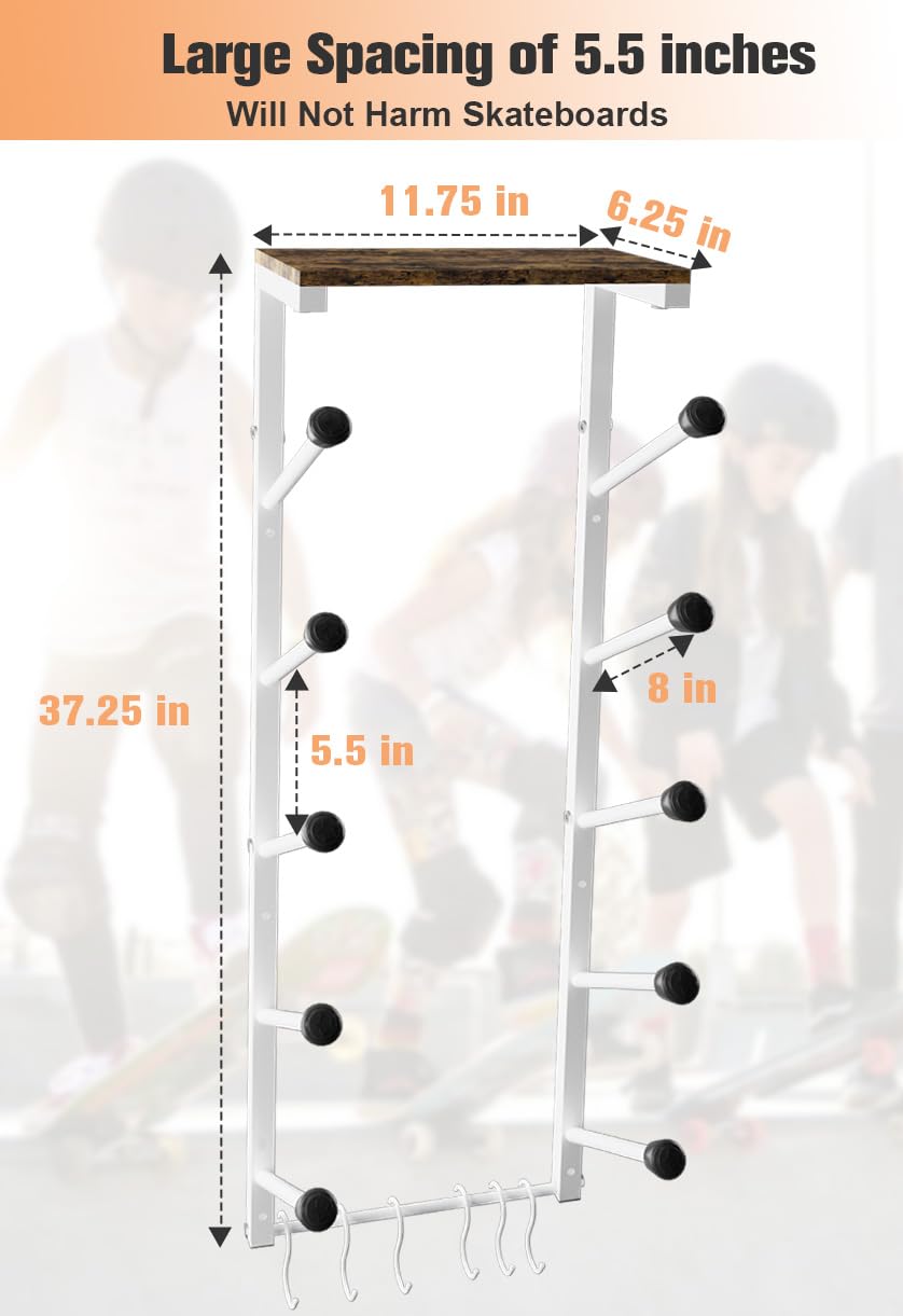 Koutemie scale comparison showing skateboard alongside rack to illustrate size