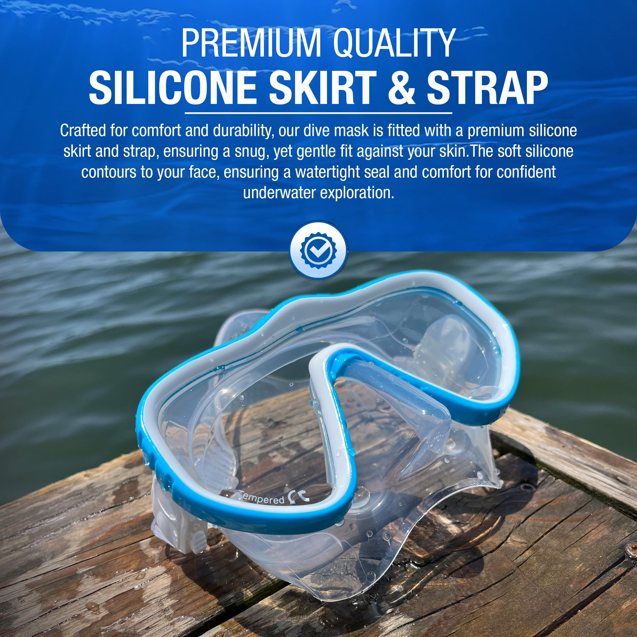 Kraken Aquatics soft silicone skirt detail showing comfortable watertight seal for long dives