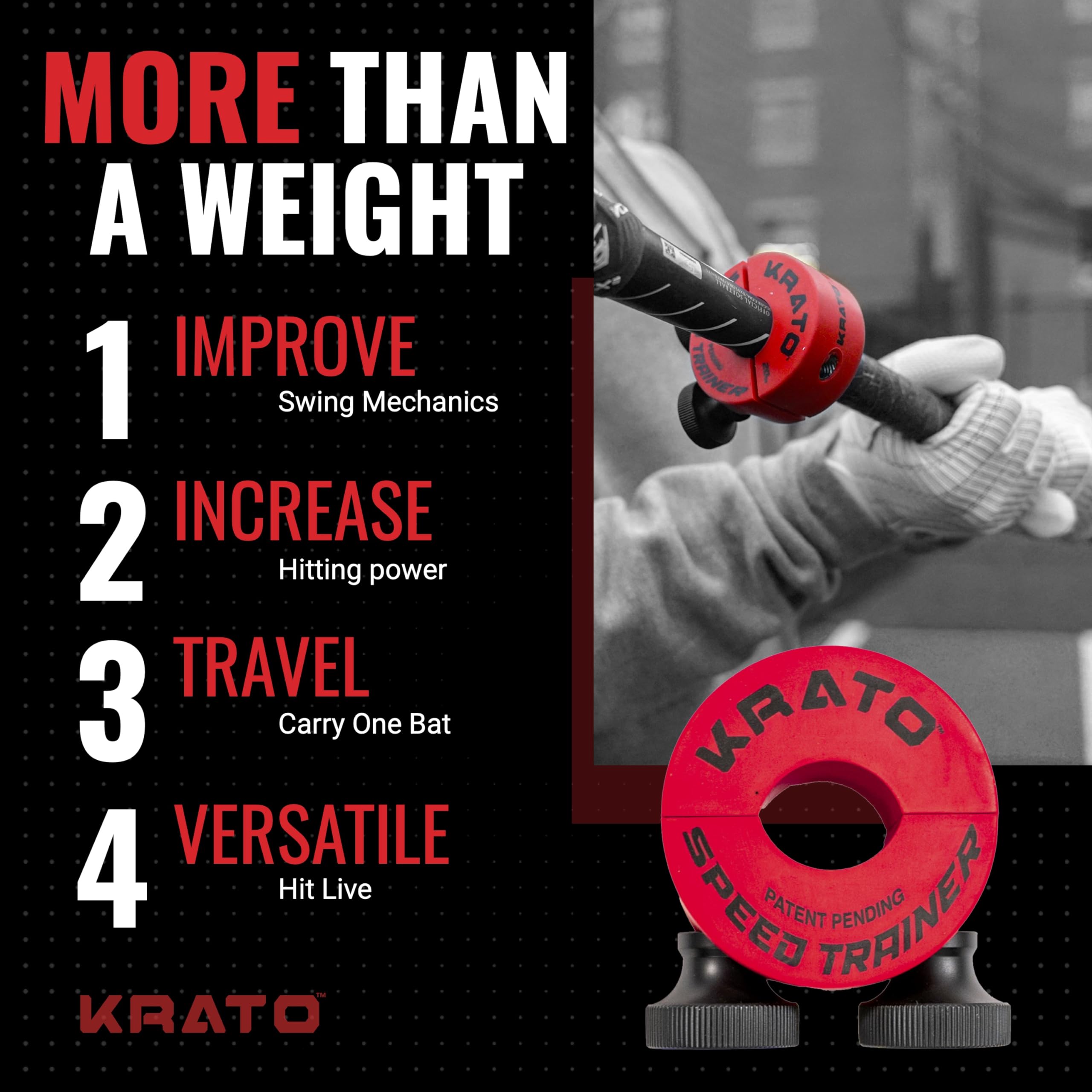 KRATO BAT WEIGHTS close-up of patented clamp highlighting durable grip and security