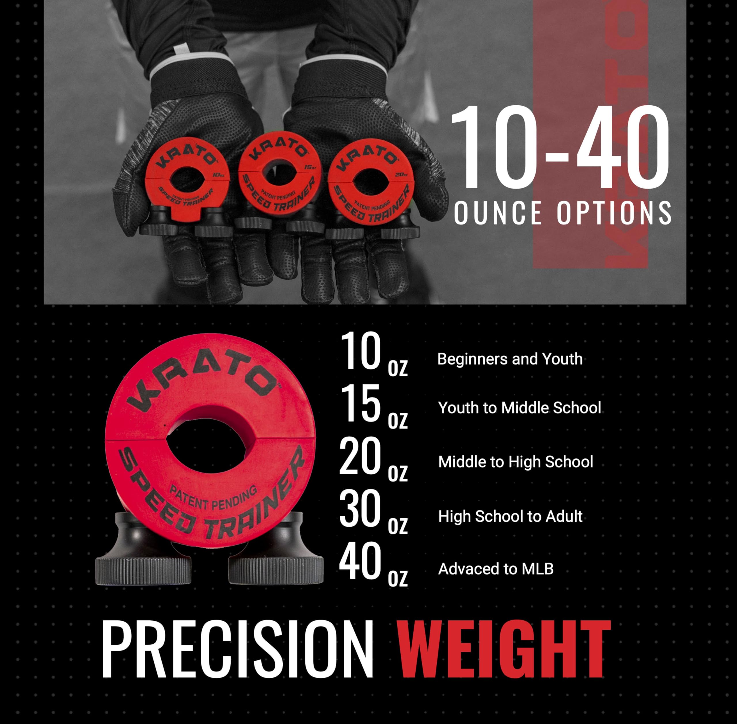 KRATO BAT WEIGHTS in use during tee drill illustrating improved hand speed practice