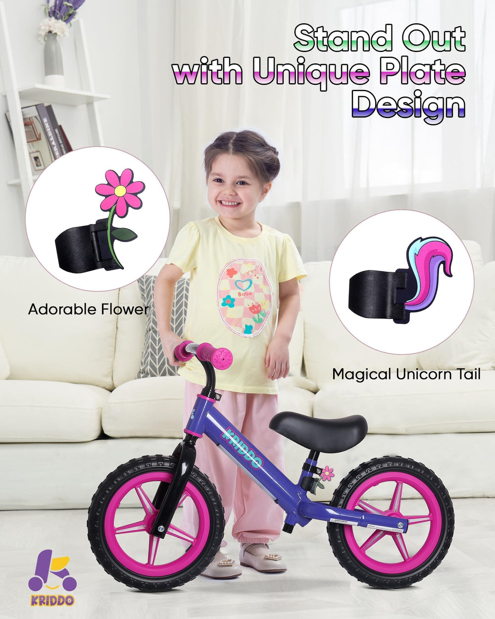 KRIDDO child riding on sidewalk demonstrating stability and outdoor fun