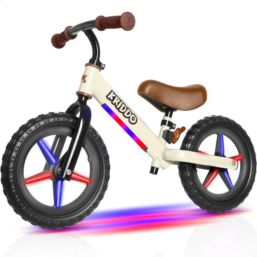 KRIDDO front profile of balance bike showing frame and colorful finish, promotes confidence