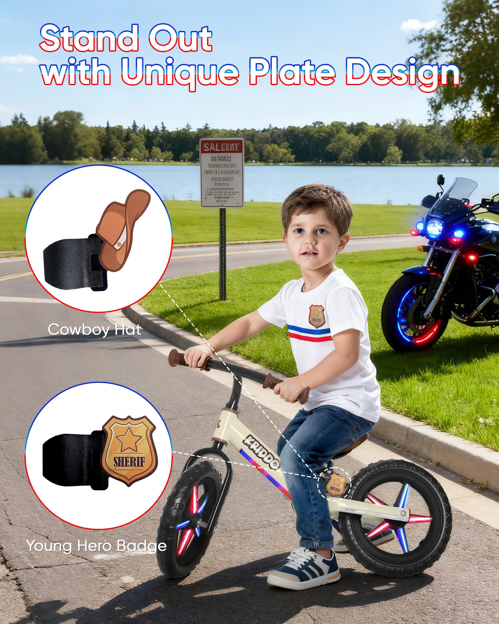 KRIDDO handlebar and adjustment mechanism highlighting easy height changes for growth