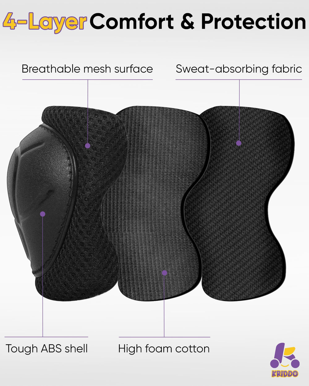 KRIDDO inner liner detail demonstrating breathable sweat-wicking comfort