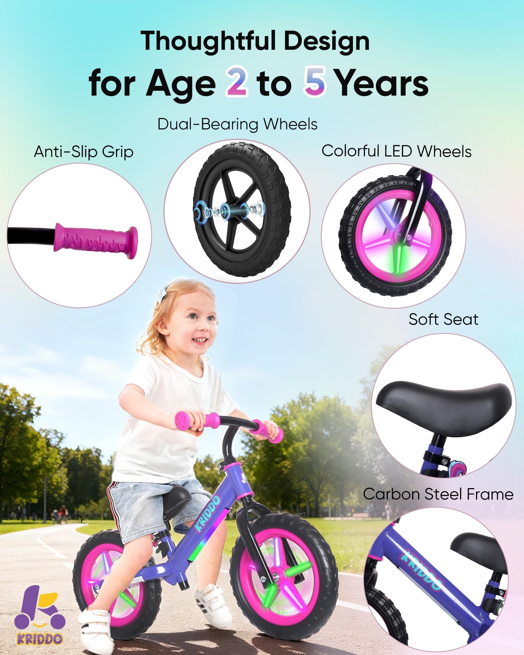 KRIDDO tire on grass showing puncture-proof multi-terrain capability