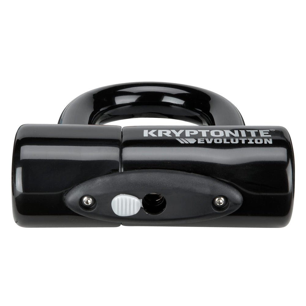 Kryptonite Evolution shackle close-up highlighting 14mm hardened steel resisting cutters