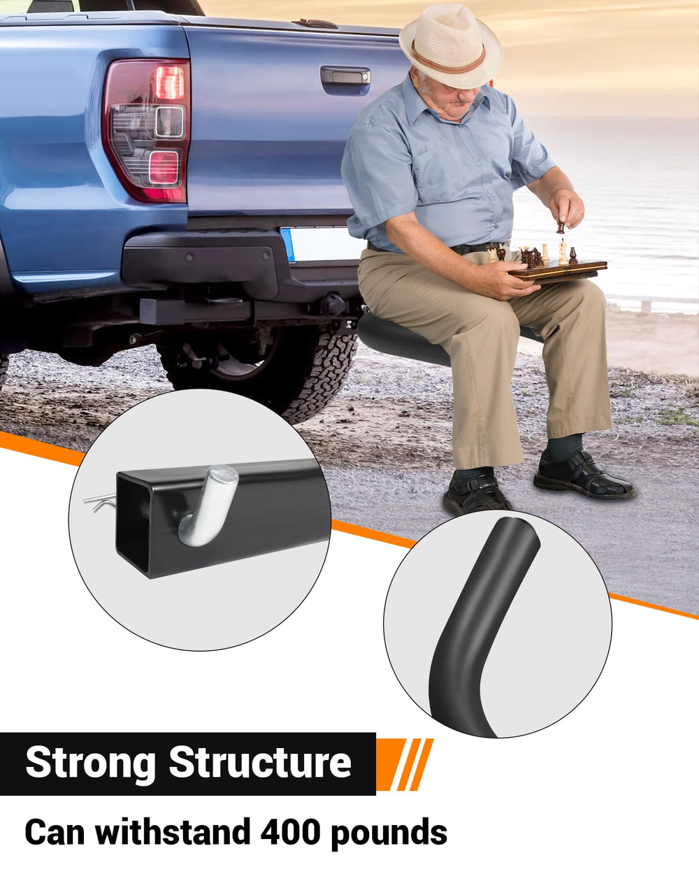 Krysolad stored in a truck bed highlighting space-saving portability