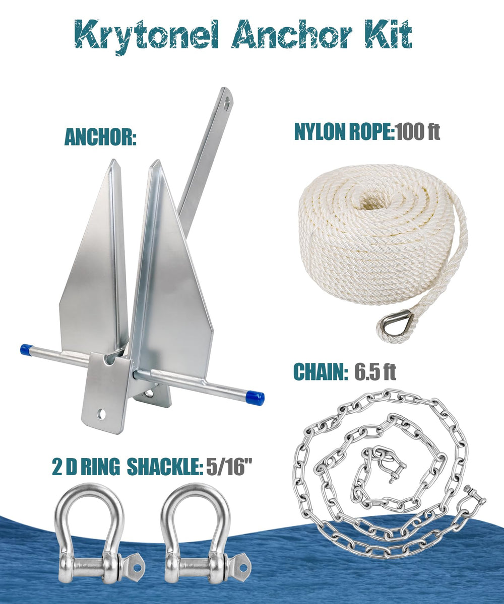 Krytonel anchor set embedded in sand demonstrating strong holding in mud and sand