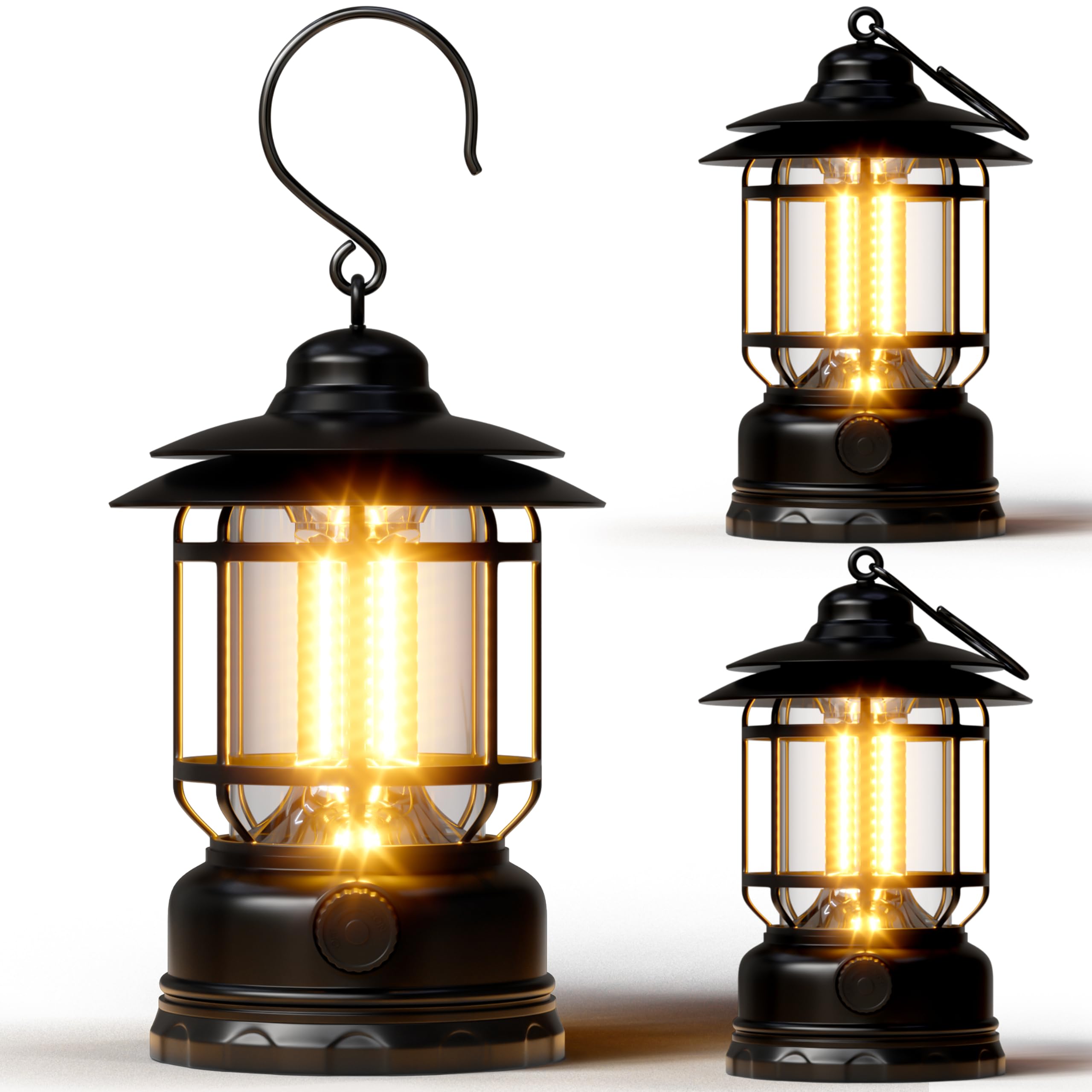 KUNDGLA retro lantern front view showing 360° brightness benefit