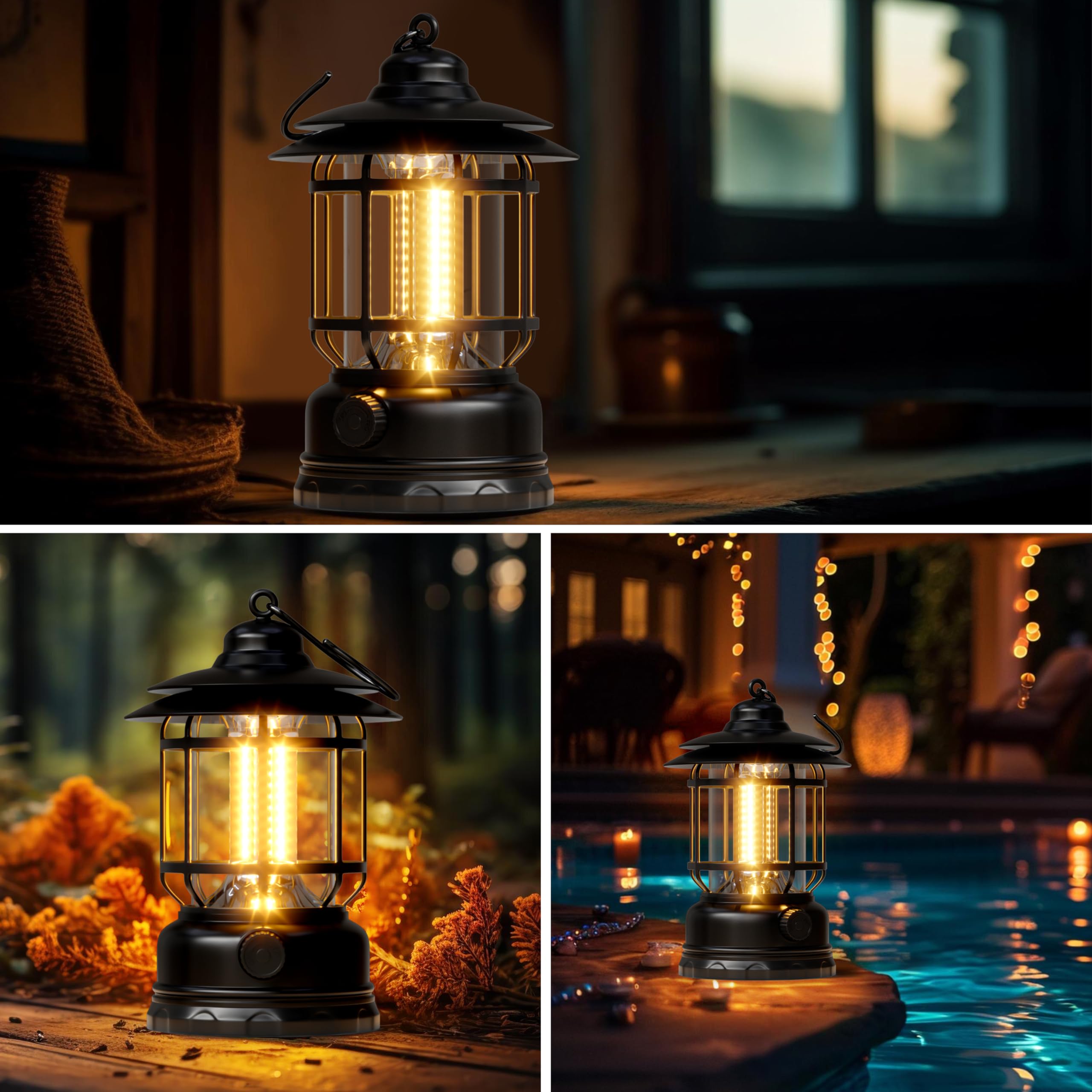 KUNDGLA lantern glowing inside a tent providing bright ambient light