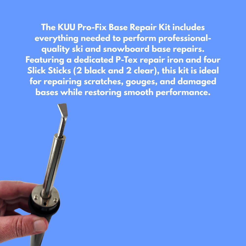 Hand using scraper to level a KUU P-Tex repair demonstrating precise surface finish