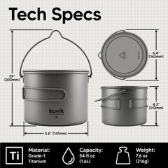 Kuvik folded bail handle flat for compact packing and stability