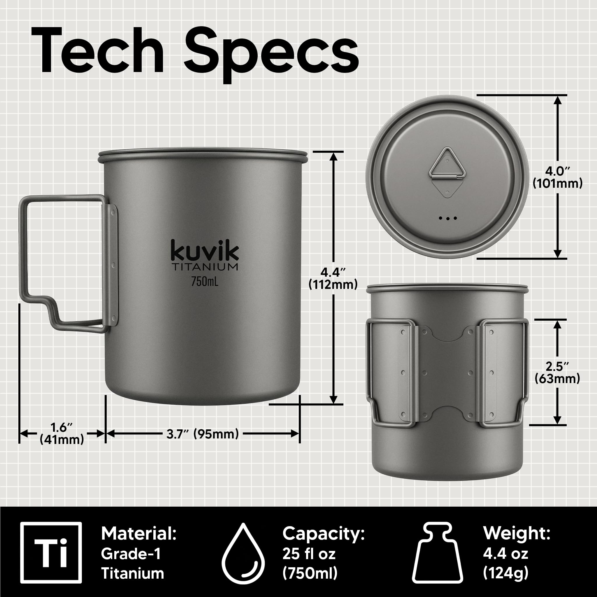 Kuvik side profile beside a ruler illustrating compact dimensions and packing convenience