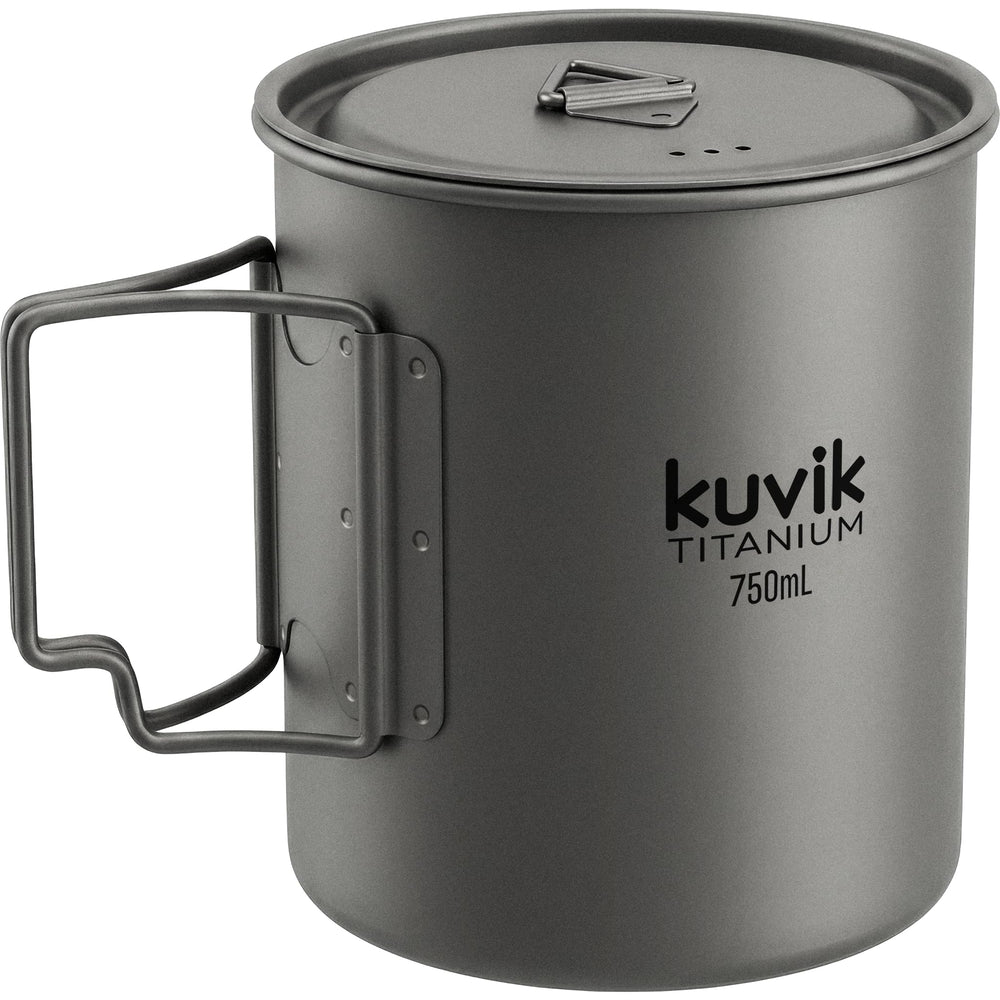 Kuvik titanium pot front view showing compact profile and lightweight benefit