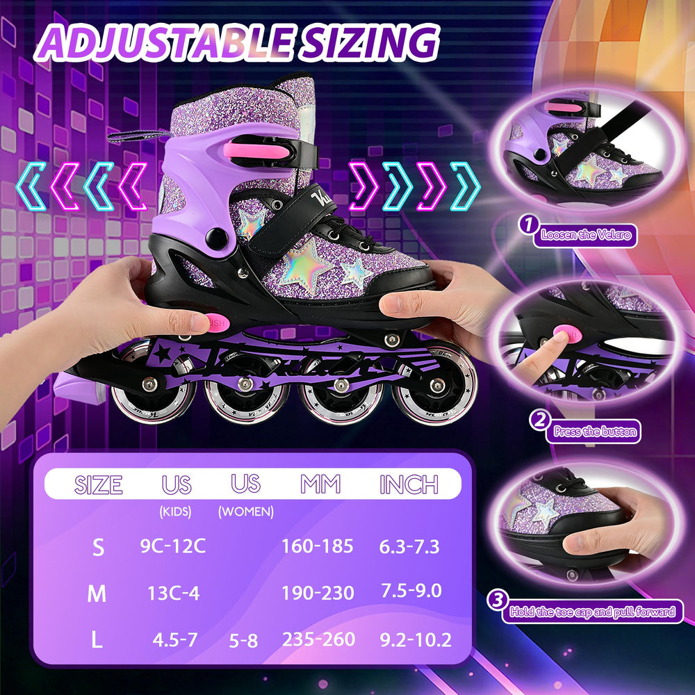 Kuxuan skates size adjustment mechanism demonstrated for growing-foot convenience
