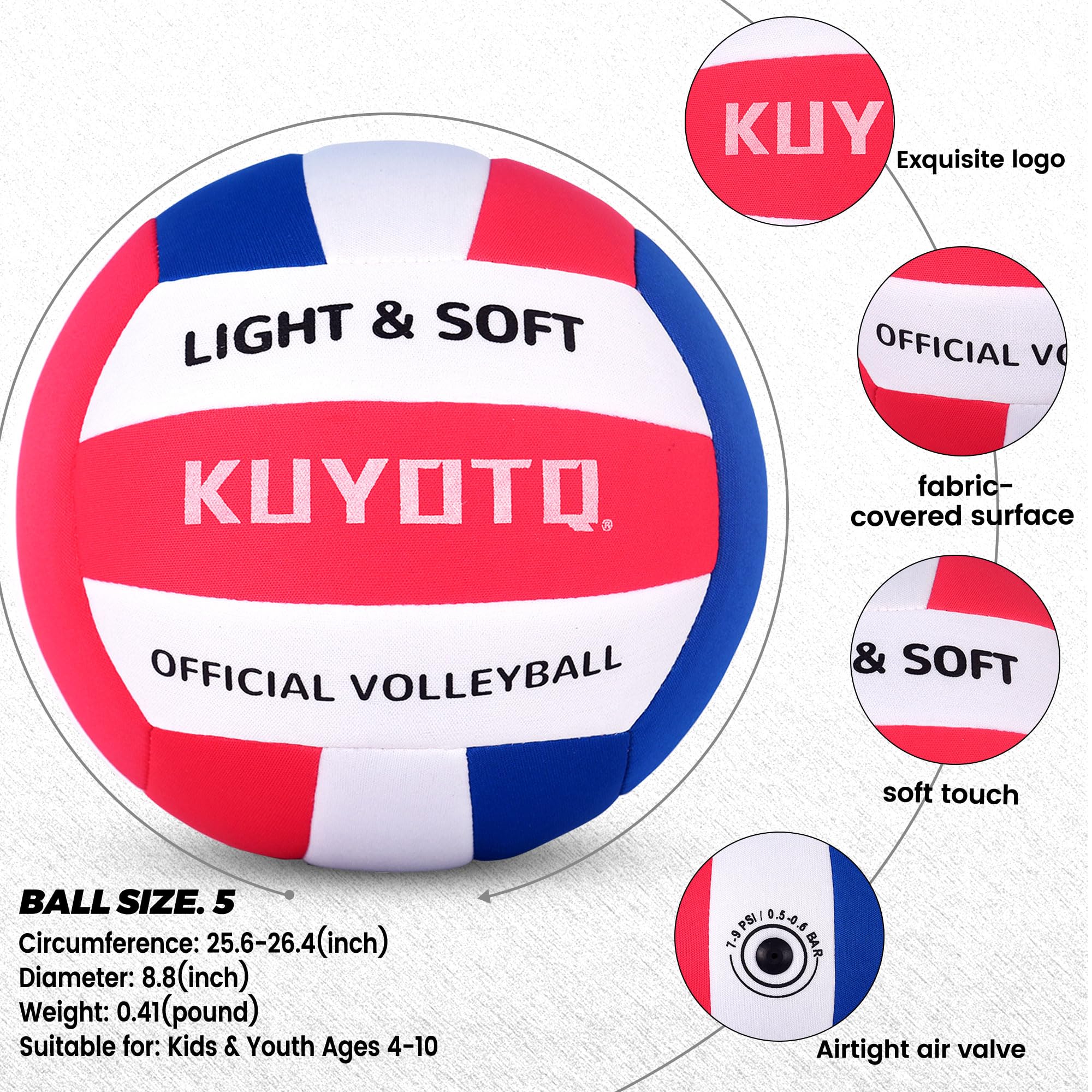 KUYOTQ deflated volleyball flat in packaging showing compact shipping convenience