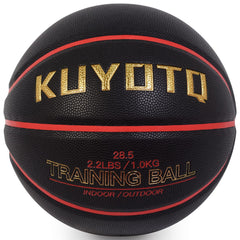 KUYOTQ front view of weighted training basketball showing size and design for improved control