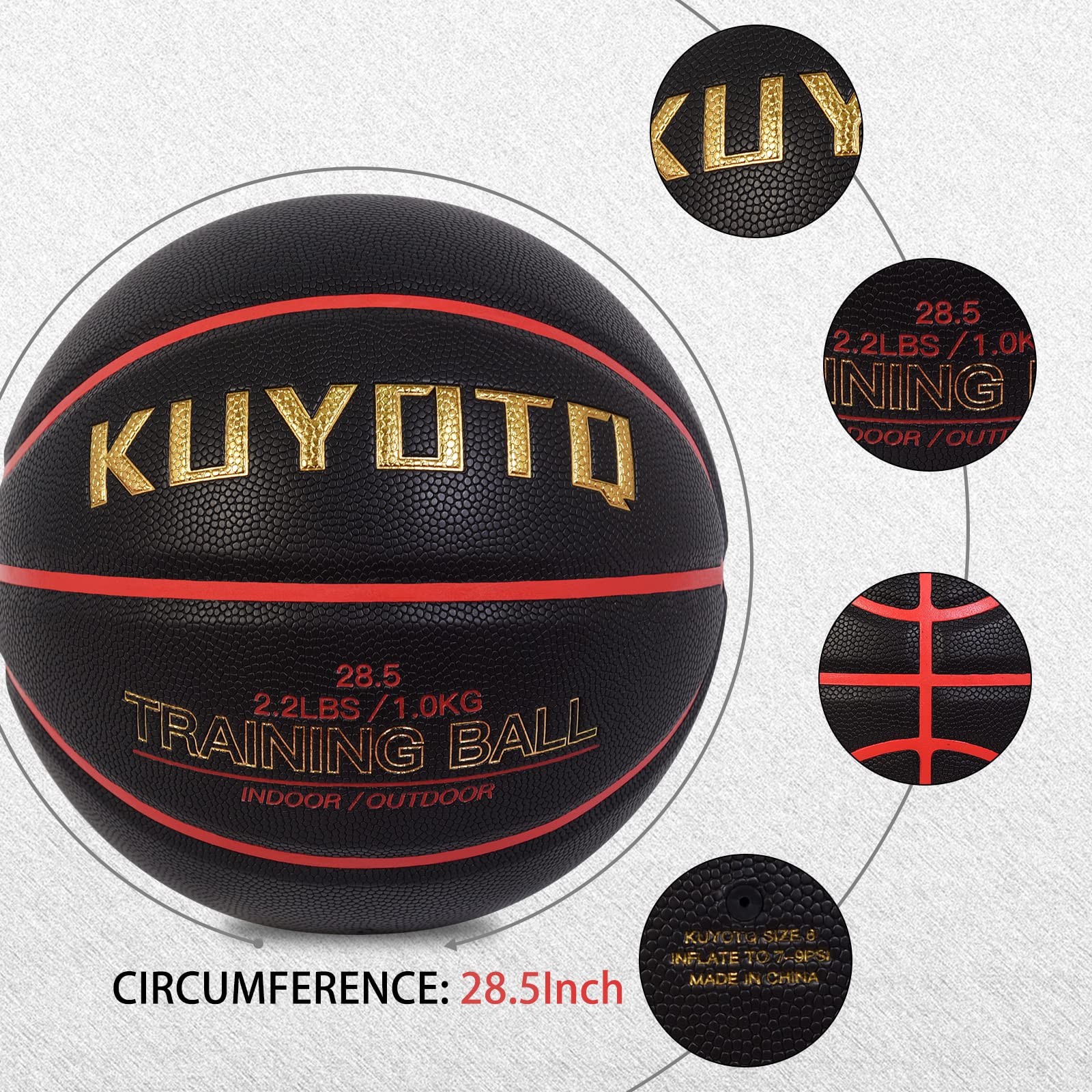 KUYOTQ weighted ball on outdoor court illustrating all-surface playability benefit