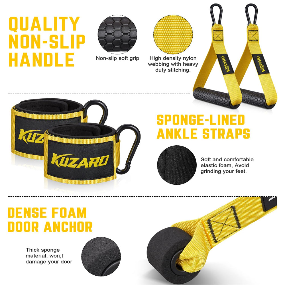 KUZARO stacked color-coded bands showing resistance levels and easy selection benefit