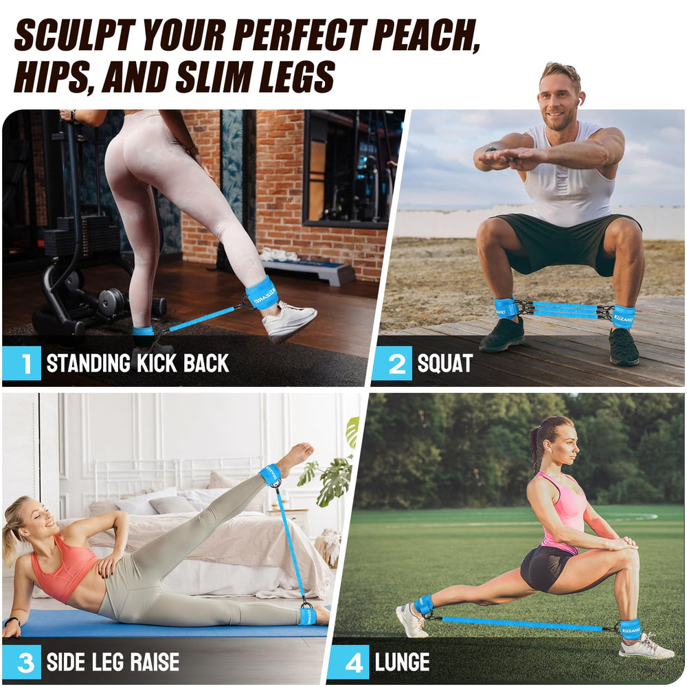 KUZARO D-ring stability shot showing secure attachment for controlled leg exercises