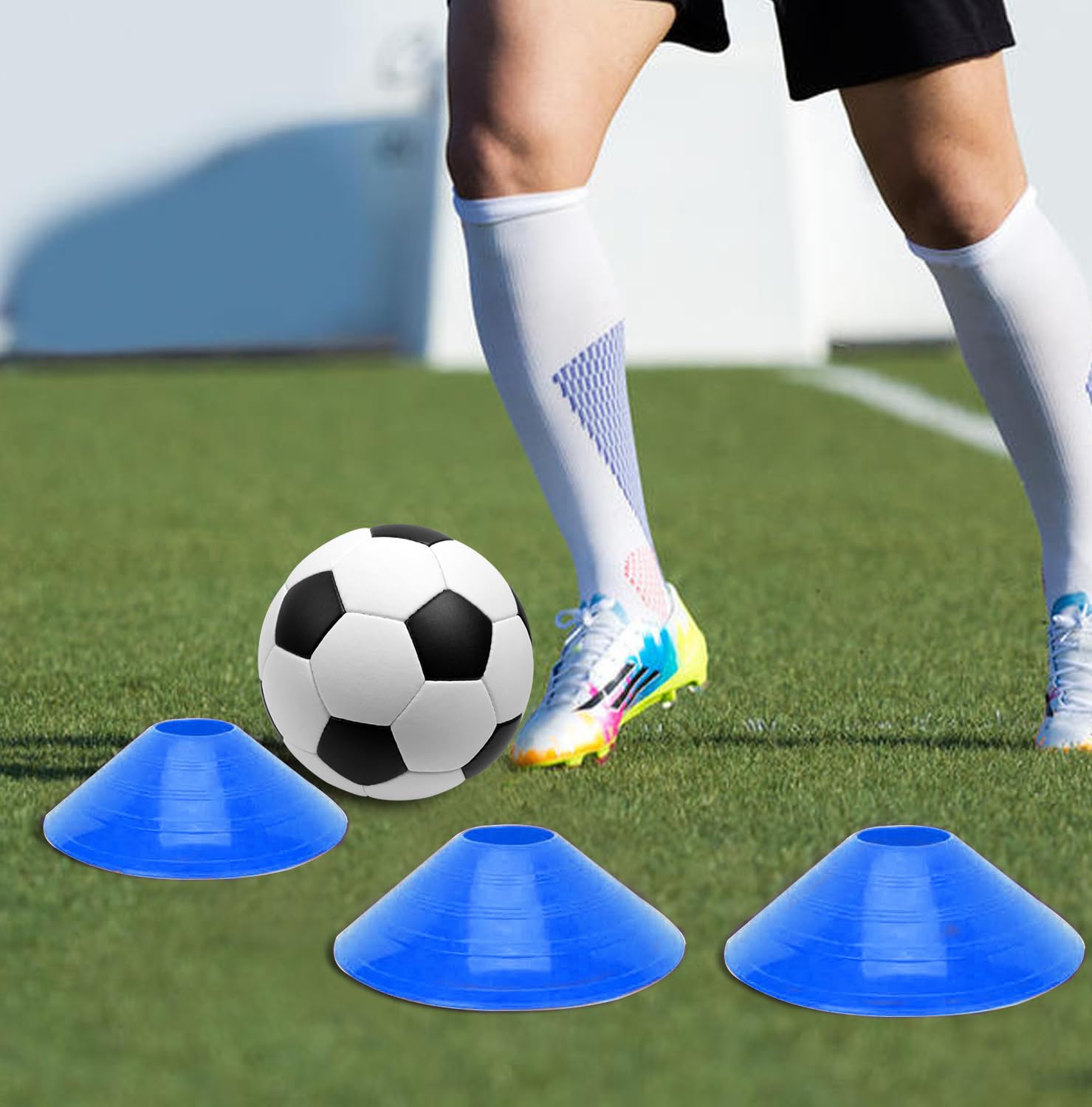 Kvittra cones, pegs and jump rope spread, organized multi-drill convenience