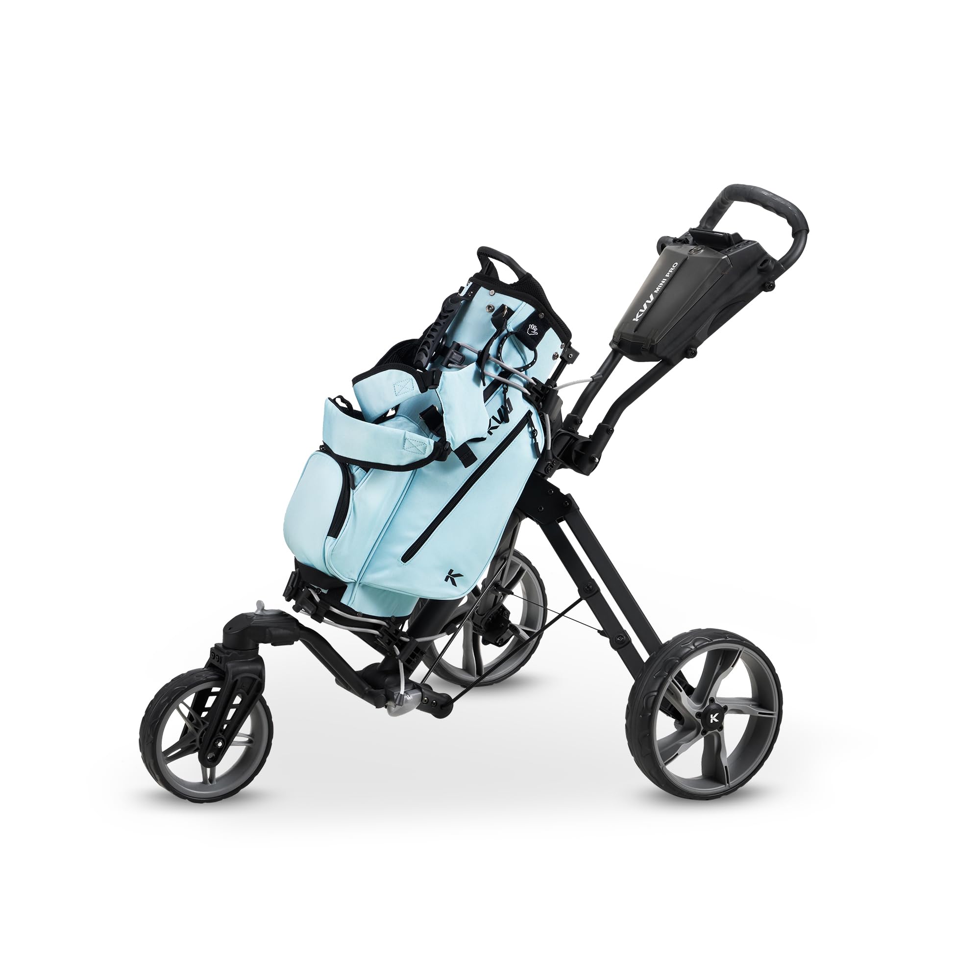 KVV junior golf bag on a practice green illustrating practical use for kids