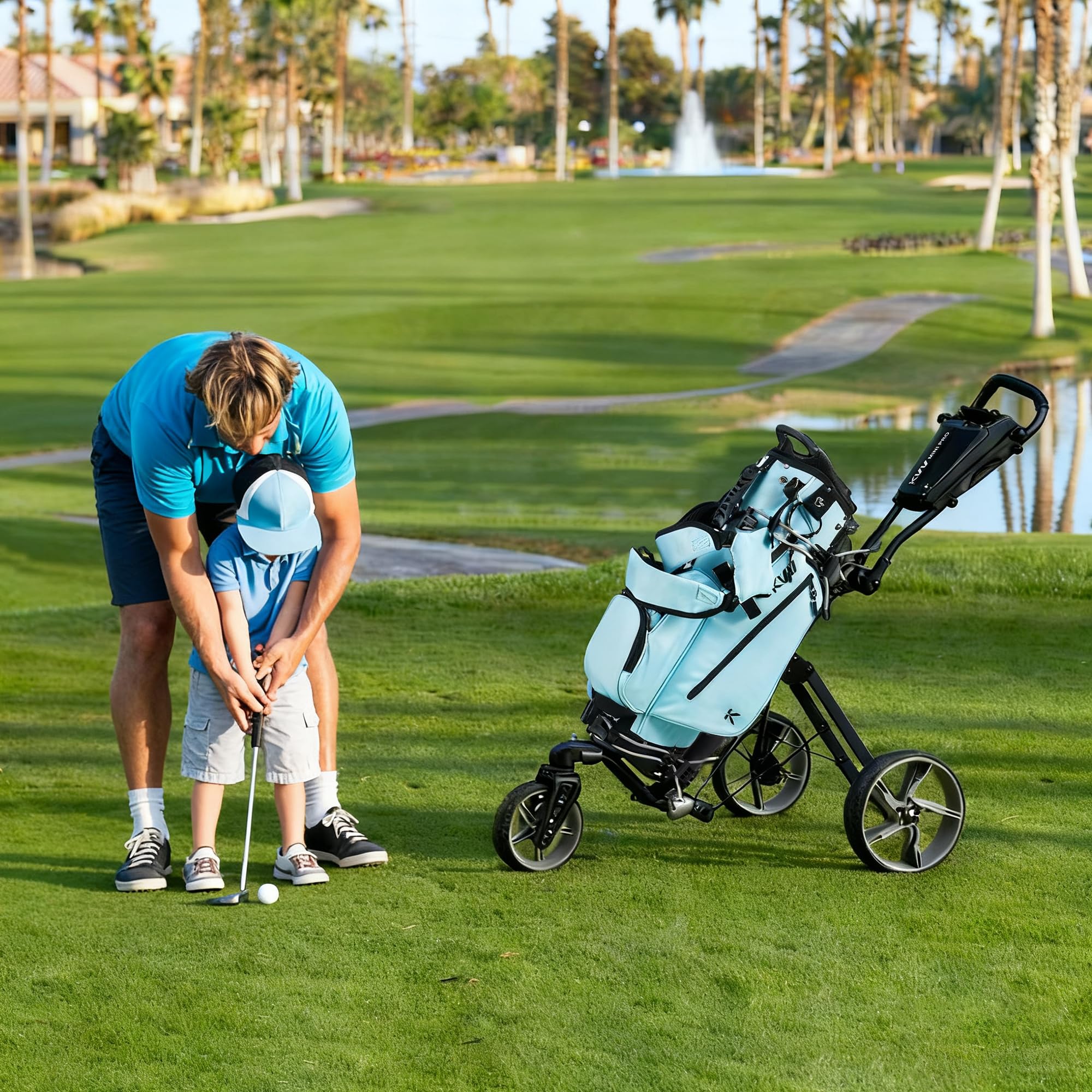 KVV junior golf bag fabric texture close-up highlighting durable lightweight material