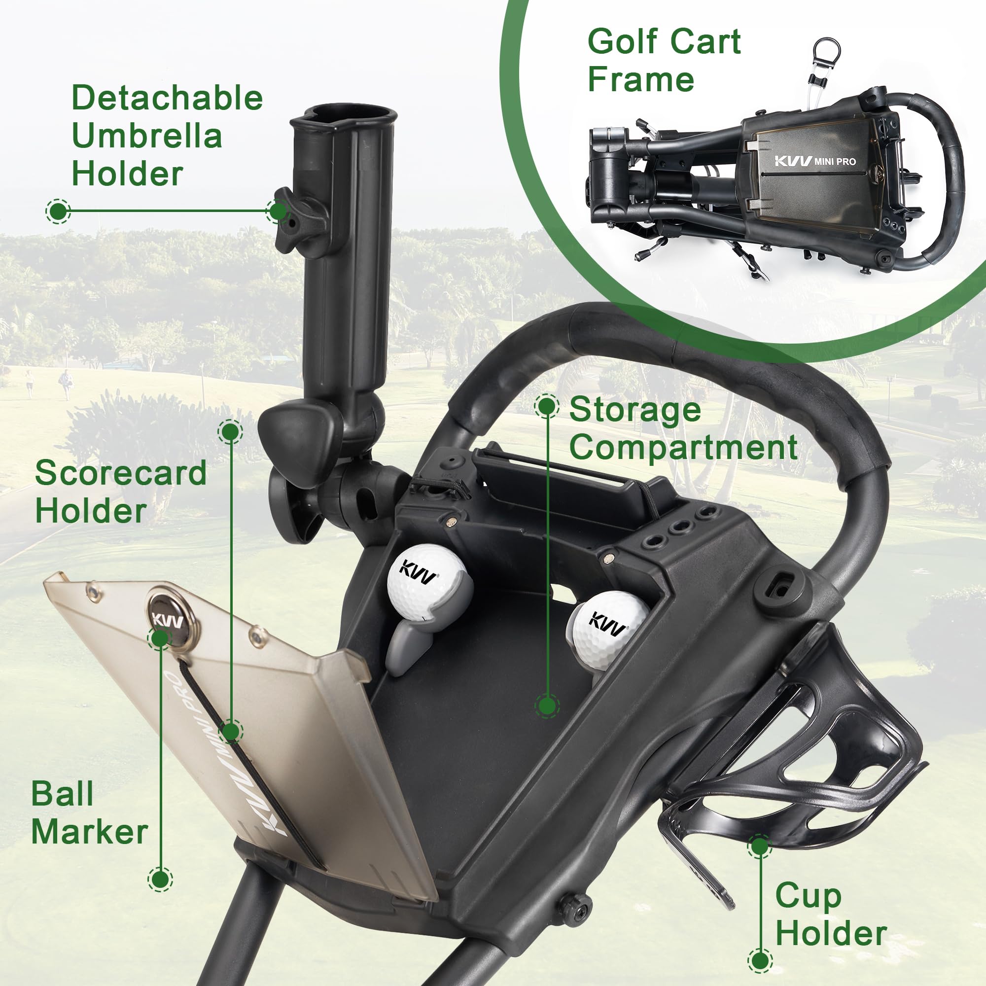 KVV Mini-Pro 360-degree swivel wheel close-up, improves tight-turn control
