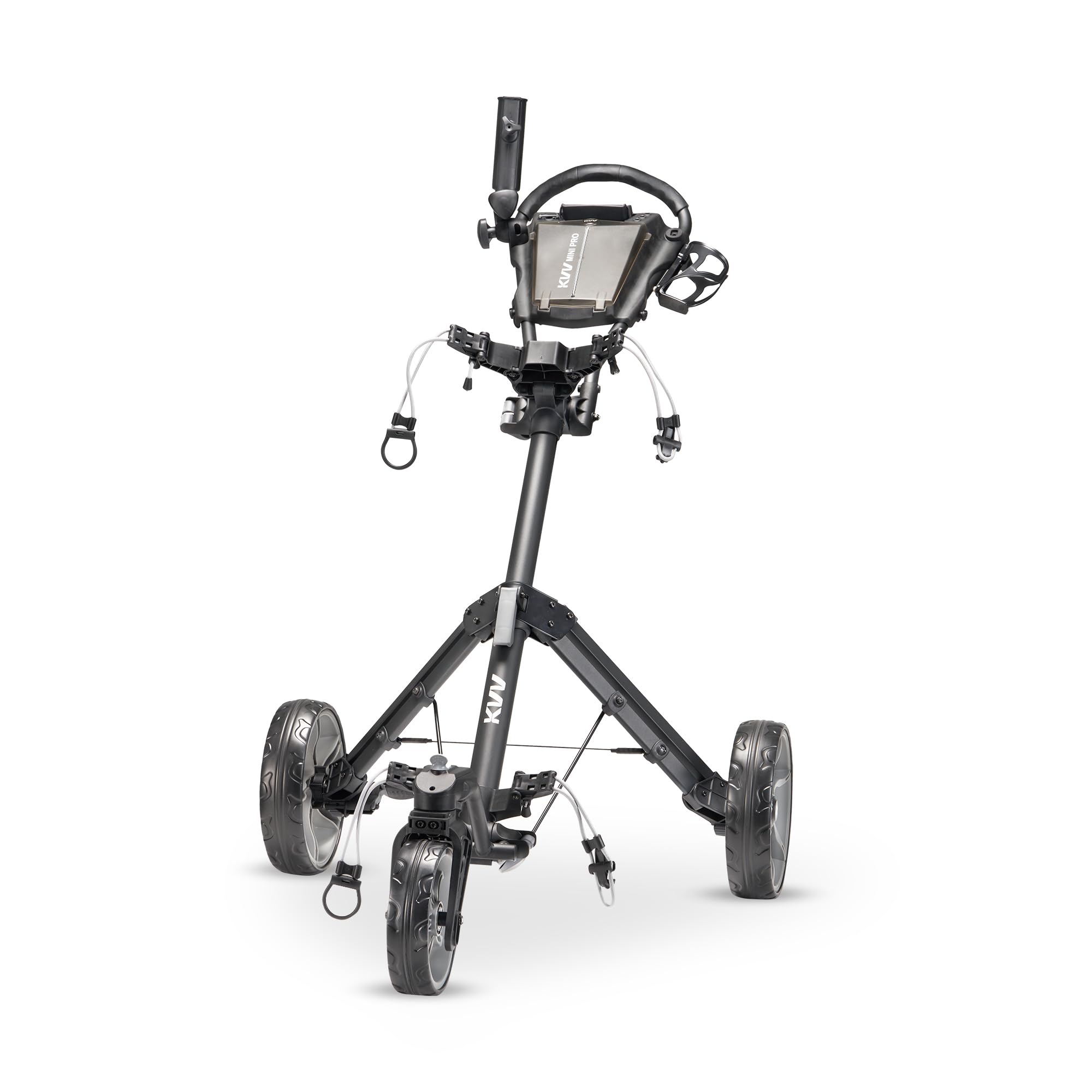 KVV Mini-Pro front view showing frame and bag support, easy maneuvering benefit