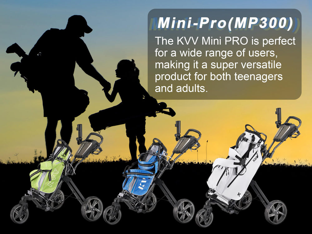KVV Mini-Pro on course with golfer pushing, stable maneuvering and comfort