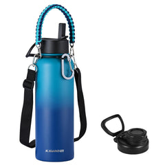 KXIAOCHEN front view of 40oz insulated bottle showing shape and powder coat benefit