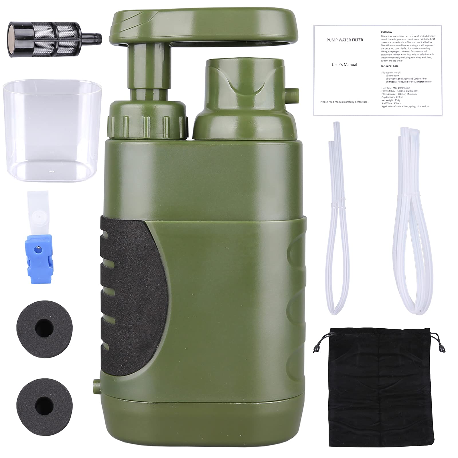 LACUCINO front view of pump filter showing compact design and portability benefits