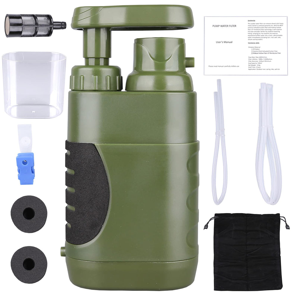 LACUCINO front view of pump filter showing compact design and portability benefits