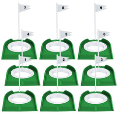 LAIAMER front view of nine-piece kit showing cups and flags, easy portability
