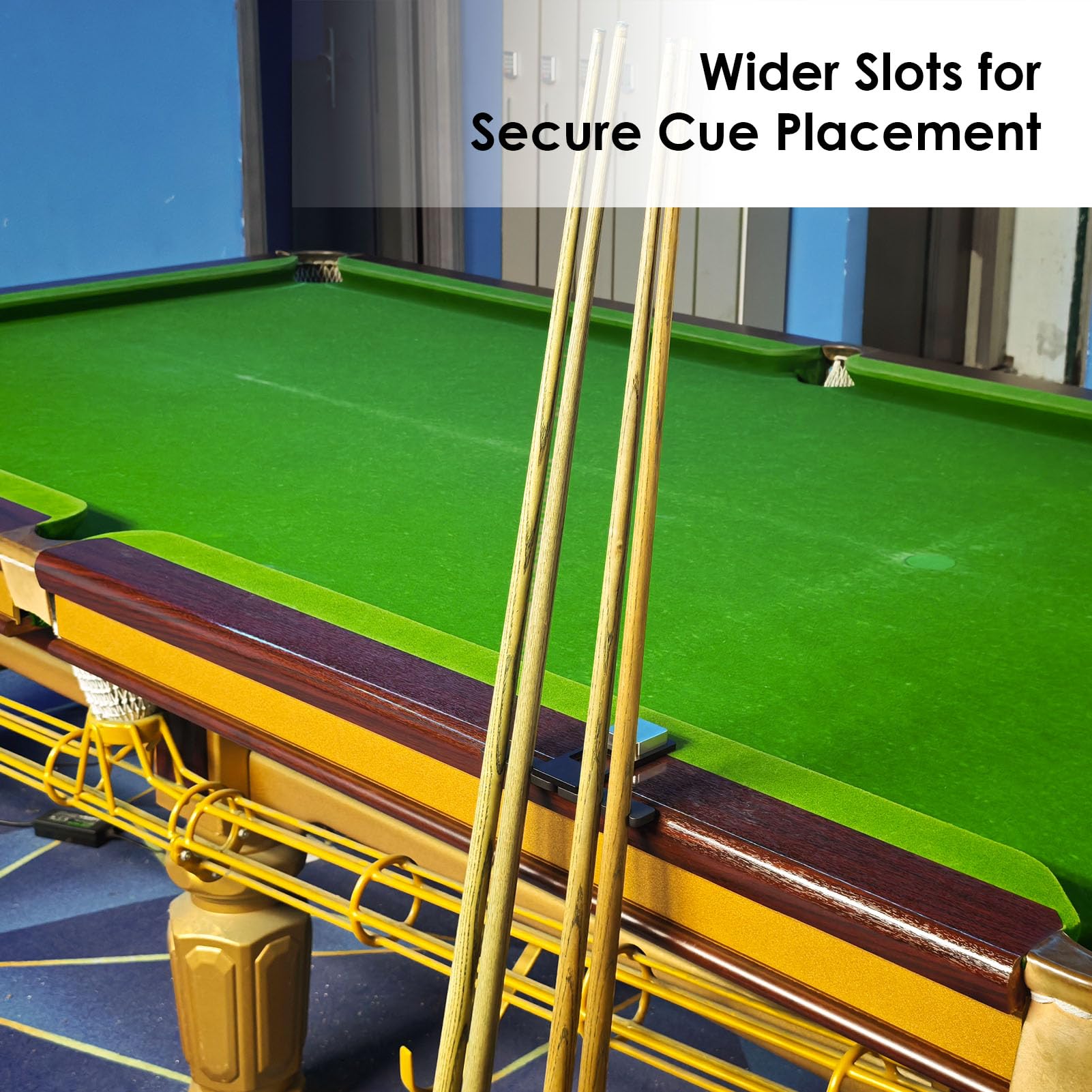 LAKE OF FIRE holder in use beside billiard table for quick access