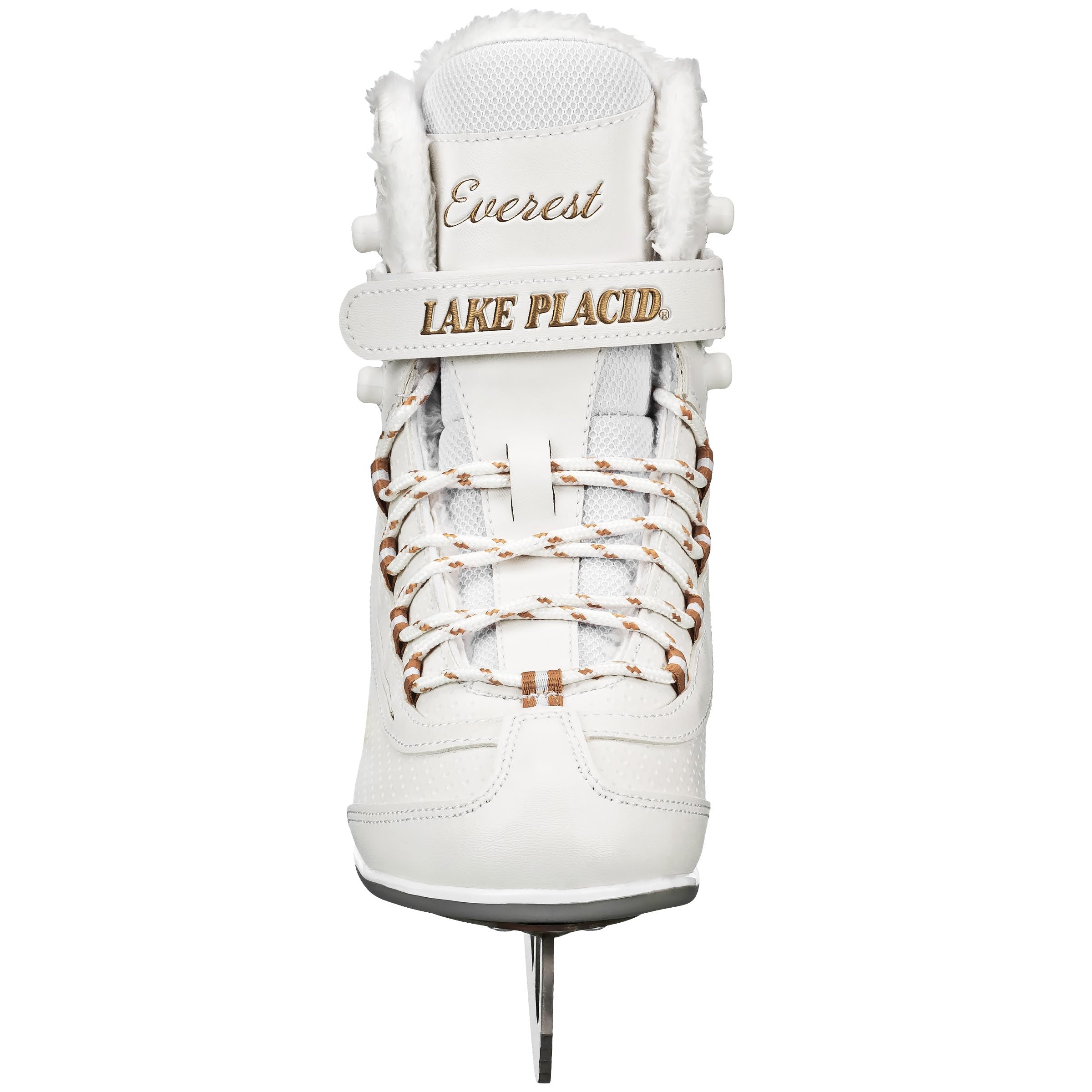 Lake Placid skates worn on ice rink demonstrating stable posture and recreational use