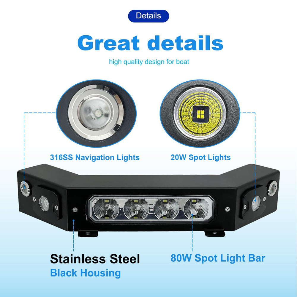 Lampzone switch panel detail for easy independent control of spot and navigation lights