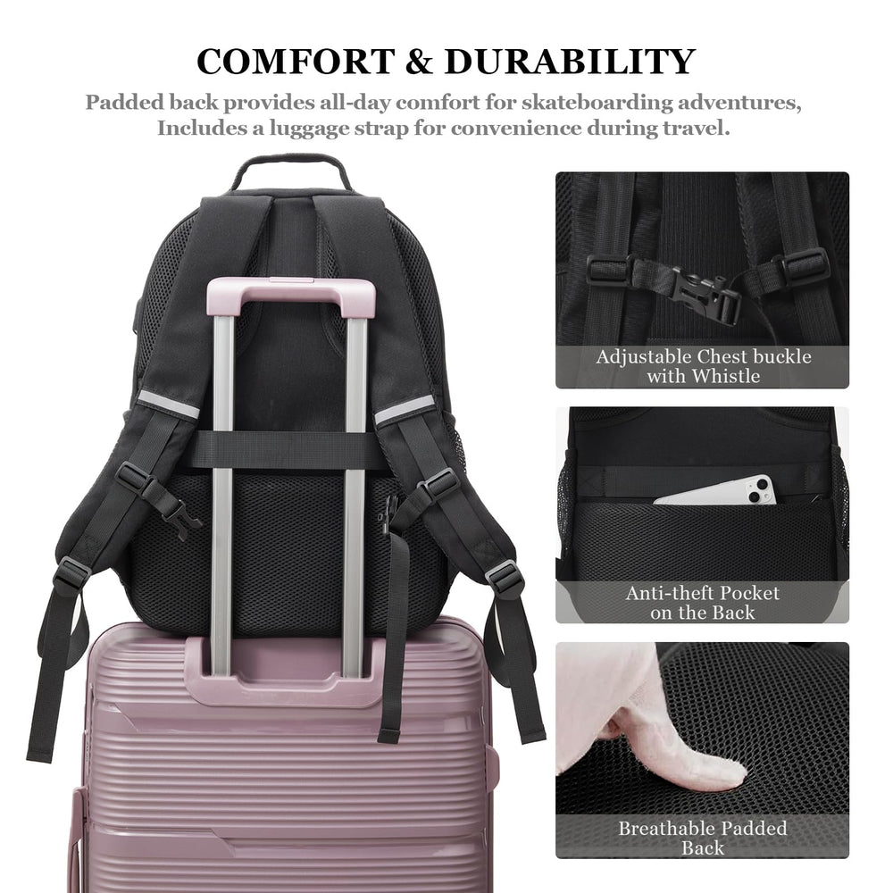 LANBX shoulder straps with reflective tape and whistle clip for night visibility