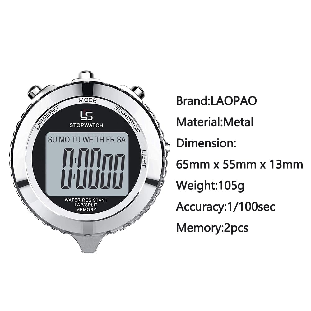 LAOPAO stopwatch packaged contents with lanyard and manual for ready-to-use convenience
