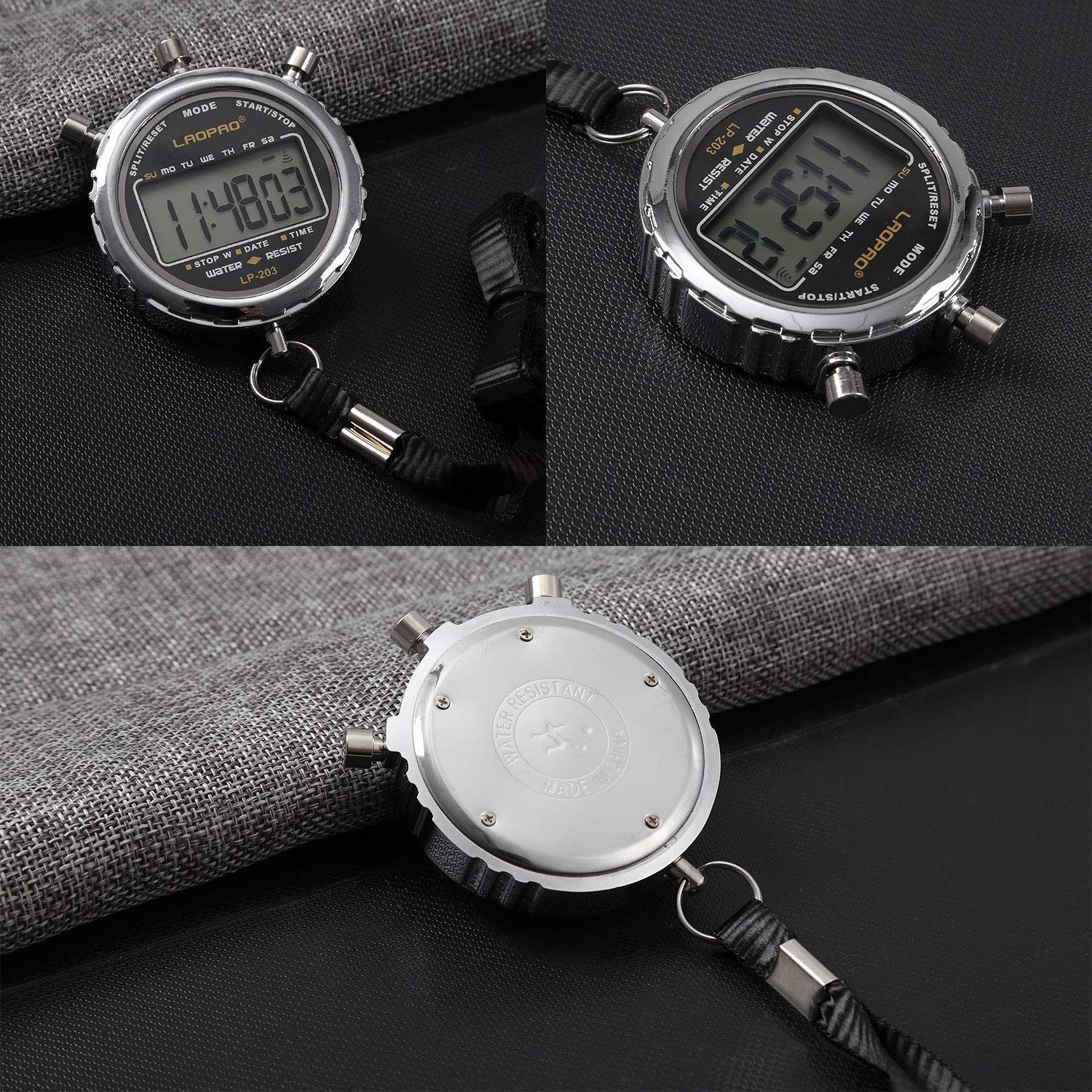 LAOPAO stopwatch held in hand showing size and portability benefit easy carry