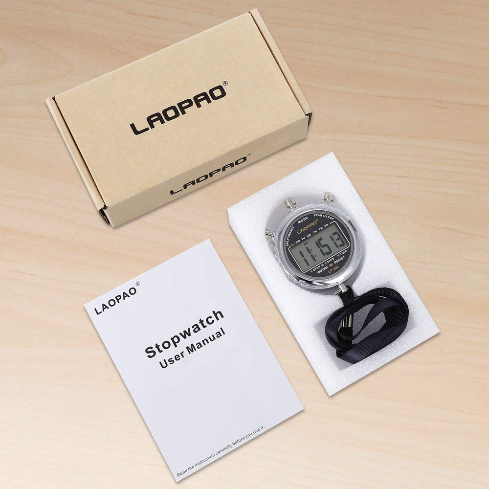 LAOPAO stopwatch in light rain showing water resistance benefit reliable outdoors