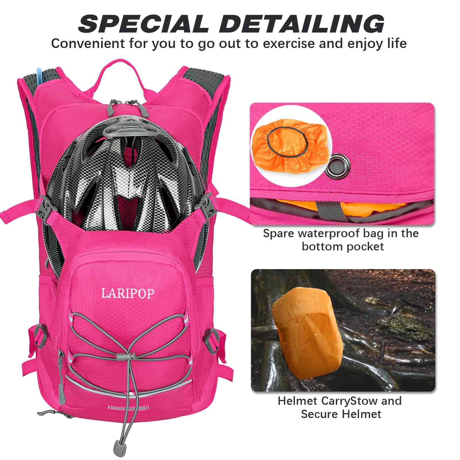 LARIPOP breathable 3D mesh back panel reducing sweat and improving comfort