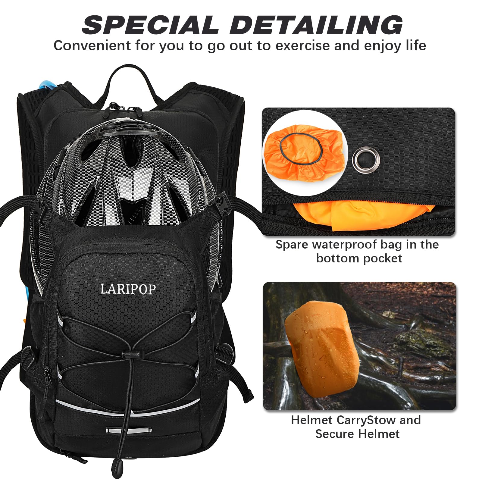 LARIPOP breathable back panel with ventilation channels for cooler carry